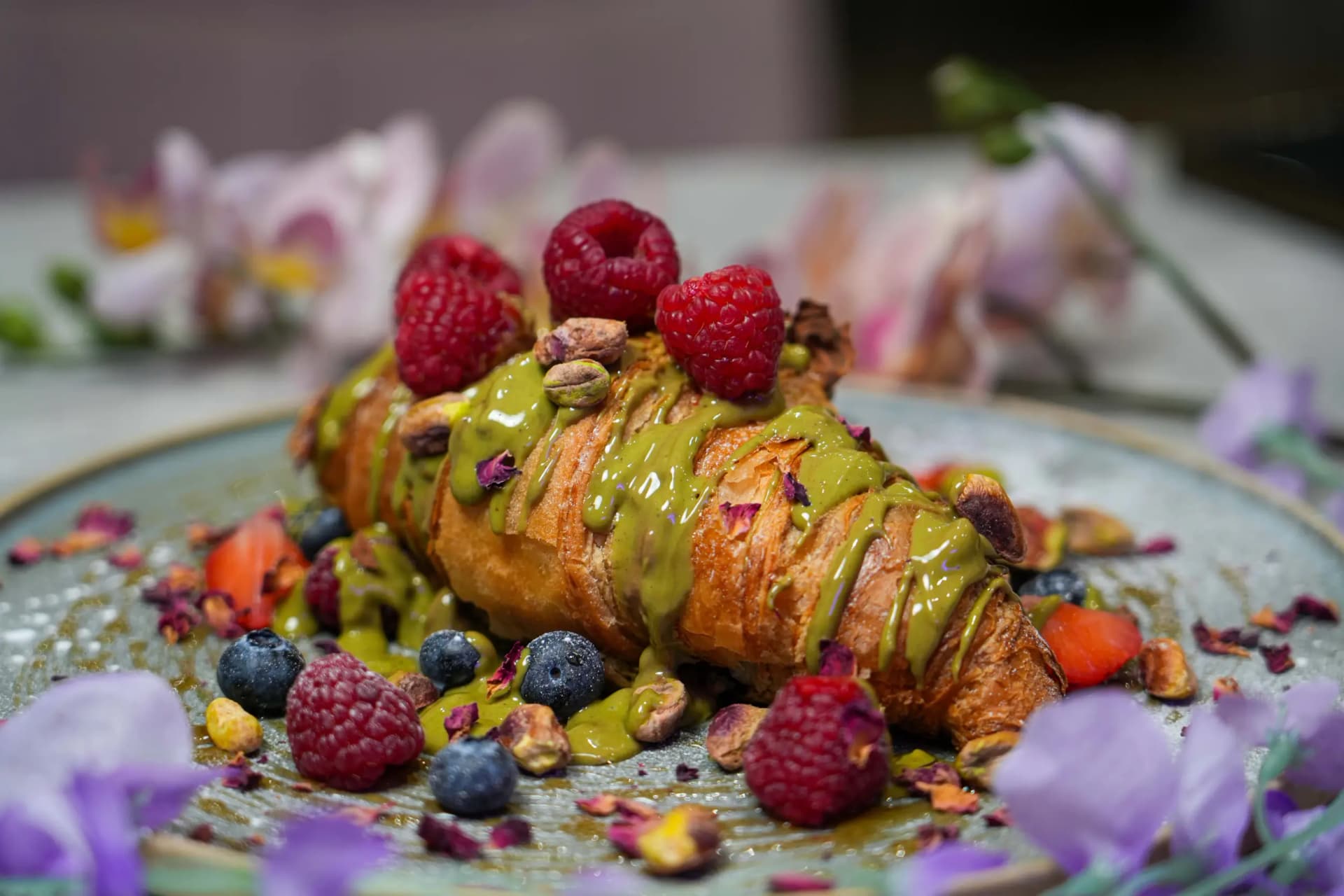 Sweet breakfast dish with fruit at Nour Maison Milton Keynes
