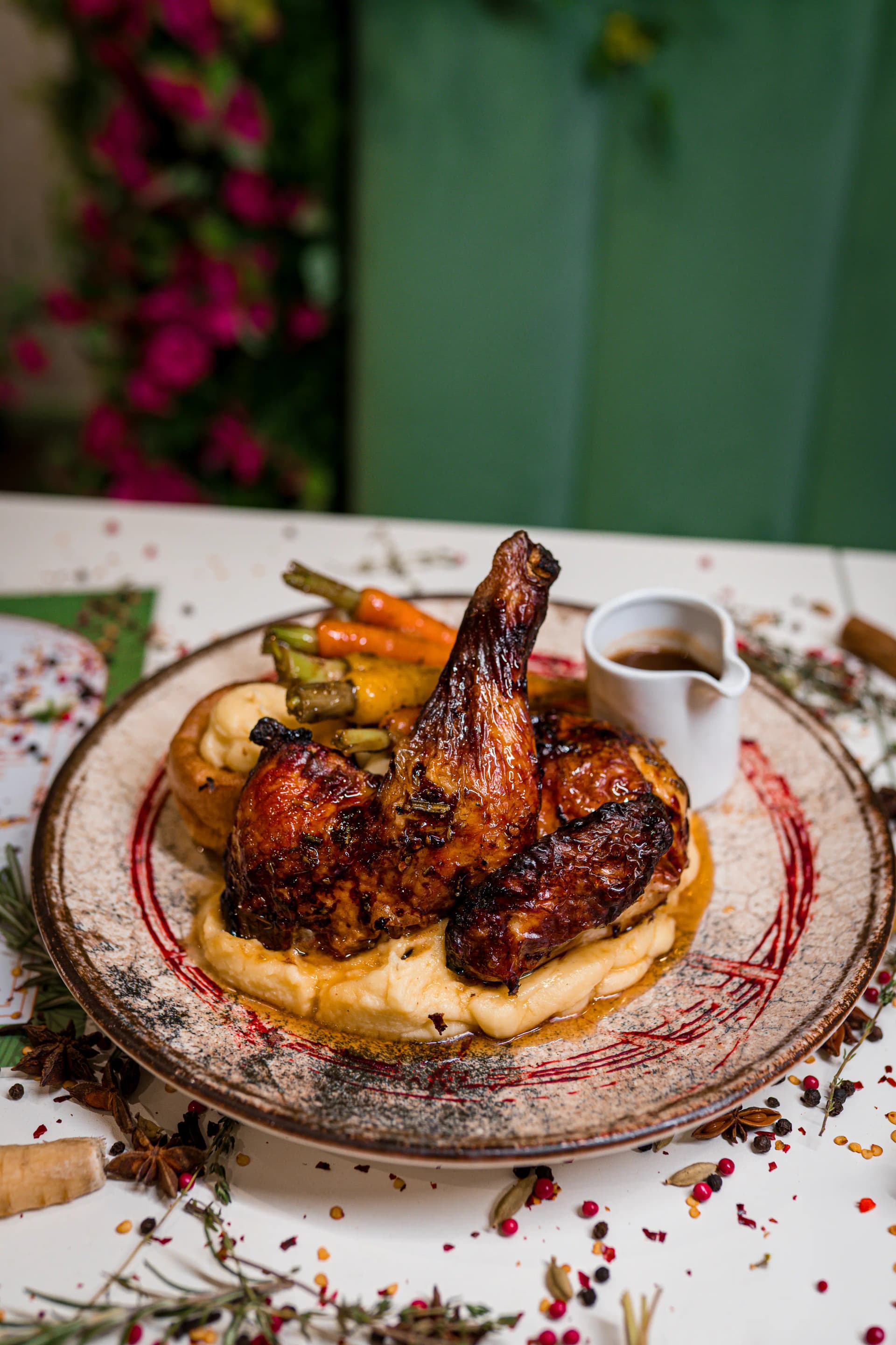 Halal roast dinner plate at Nour Maison in Milton Keynes