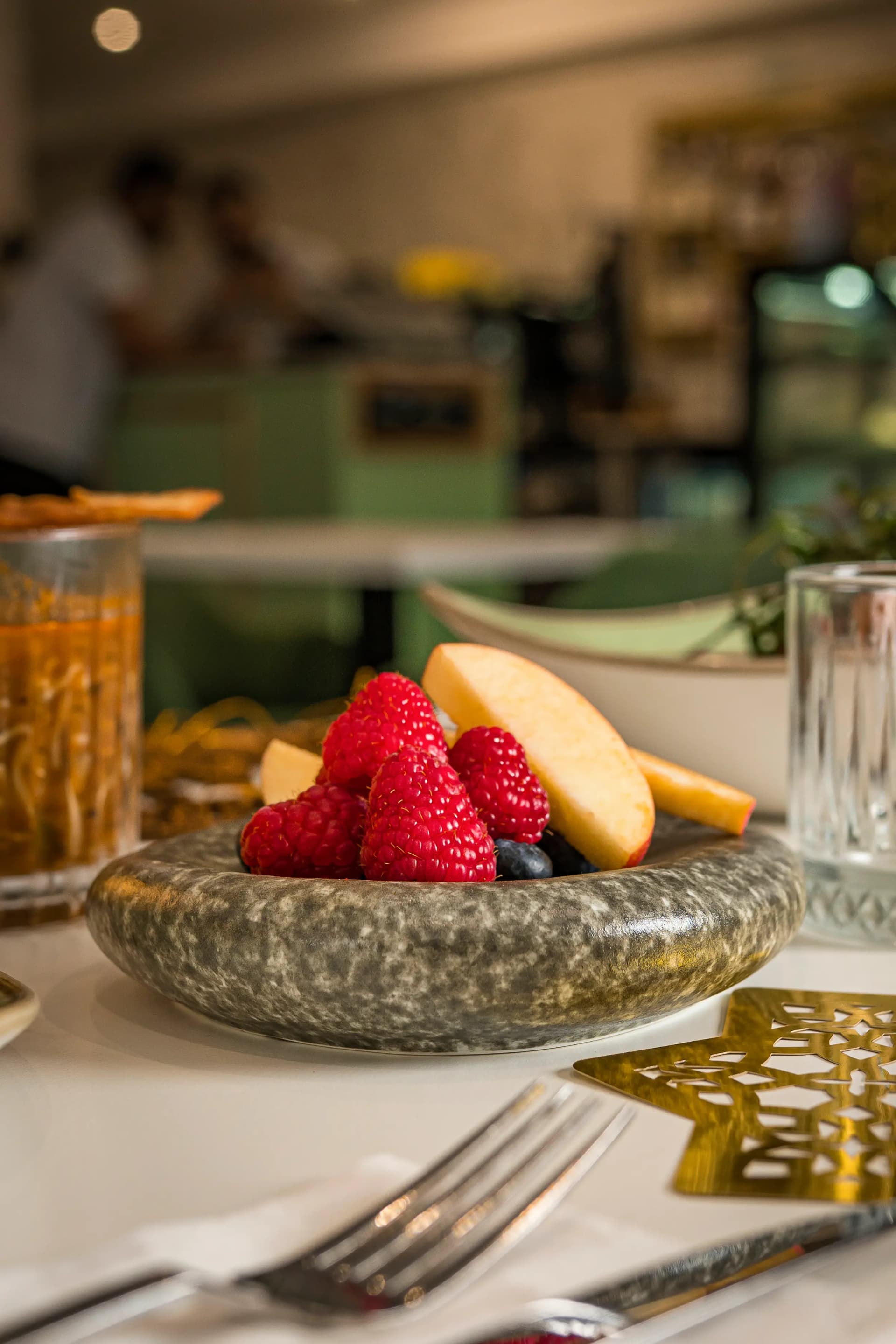 Elegant halal restaurant atmosphere at Nour Maison in Milton Keynes